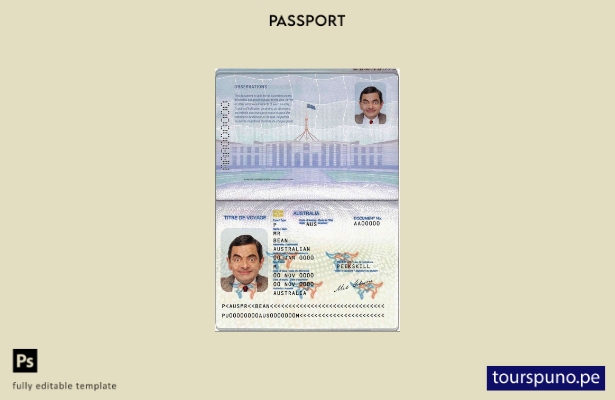 Plantilla de pasaporte australiano (documento de viaje de convención) lista para